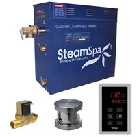 SteamSpa Oasis Series 6kW Steam Bath Generator with Continuous Steam Plus Quick Start and Aroma Scent Pump in Brushed Nickel