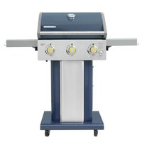 PERMASTEEL 3-Burner Pedestal Propane Gas Grill in Azure with Side Hooks