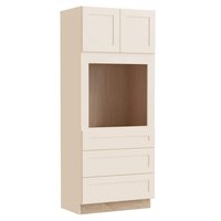 Home Decorators Collection Newport 33 in. W x 24 in. D x 84 in. H Assembled Plywood Double Oven Kitchen Cabinet in Blended Cream with Soft Close