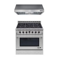 NXR Entree Bundle 36 in. 5.5 cu. ft. Pro-Style Gas Range with Convection Oven and Range Hood in Stainless Steel and Black