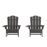 TAYLOR + LOGAN Gray Faux Wood Resin Outdoor Lounge Chair in Gray (Set of 2)