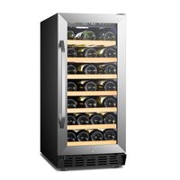 LANBO 15 in. 33-Bottle Stainless Steel Single Zone Wine Refrigerator