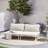 Crestlive Products 2-Piece Drawcord Metal Outdoor Sectional Set with Beige Cushions