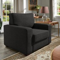 HomeSullivan Black Woven Fabric Upholstered Square Arm Sofa