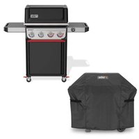 Weber Spirit Smart EX-425C 4-Burner Propane Gas Grill in Black with Wi-Fi Enabled Digital Thermometer with Grill Cover