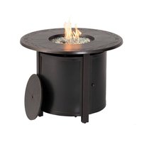 Alfresco Hartwick 34 in. Outdoor Round Cast Aluminum Gas Fire Pit in Topaz Bronze with Clear Glass Fire Beads