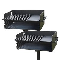 PILOT ROCK CBP-135 Park Style Outdoor BBQ Charcoal Grill with Swivel, 2-Pack