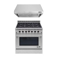 NXR Entree Bundle 36 in. 5.5 cu. ft. Pro-Style Gas Range with Convection Oven and Range Hood in Stainless Steel and Black