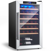 Costway Cellar Cooling Unit in Black with Tempered Glass Door 20 Inch Cooler Refrigerator for 33 Bottles