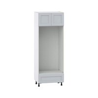 J COLLECTION Milton 30 in. W x 24 in. D x 84.5 in. H Assembled Shaker Double Oven Kitchen Cabinet in Light Gray with Drawer