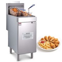 SKYSHALO 3-Burner Commercial Deep Fryer, 21 qt. Stainless Steel Dual Baskets Adjustable, Natural Gas, 40 lbs. Capacity 90,000 BTU