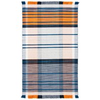 SAFAVIEH Striped Kilim Orange Blue 9 ft. x 12 ft. Plaid Striped Area Rug