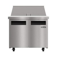 Koolmore 36 in. Commercial 2-Door Salad and Sandwich Prep Table Refrigerator, 15 Pan and 11 cu. ft. of Storage in Stainless-Steel