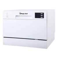 Magic Chef 21 in. Electric Countertop Dishwasher in White, 120V, with 6-Place Settings, 6-Wash Cycles, and Hard Food Filter