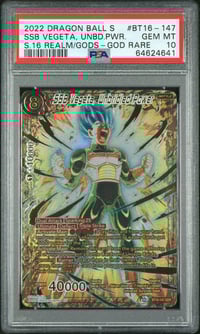 2022 Dragon Ball Super Card Game Series 16 Realm Of The Gods Bt16-147 Ssb Vegeta, Unbridled Power God Rare PSA 10