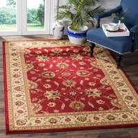 Safavieh Lyndhurst Agra 8 x 11 (ft) Loomed Polypropylene Red/Ivory Rectangular Indoor Floral/Botanical Oriental Spot Clean Only Area rug