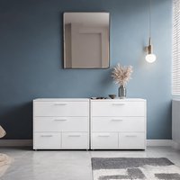 SUNCREAT Set of 2 Small White Combo Dressers Modern Minimalist Style Engineered Wood 31.5 W | Q8N6HJSXQIIX