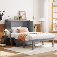 ModernLuxe Full Size Murphy Bed with USB Port and removable Shelves on Each SideGray | LP001660AAE