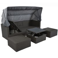 Nestfair Patio Furniture Wicker Outdoor Daybed with Gray Cushions and Wicker Frame | HPUS0319E