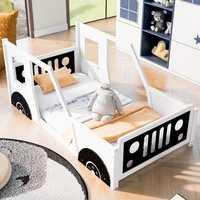 ModernLuxe Twin Size Classic CarShaped Platform Bed with WheelsWhite | WF296353AAK