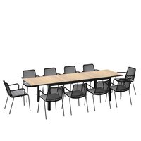 Amazonia Amazonia 11 -Piece Black Patio Dining Set Aluminum Rectangle Table with 10 Black Cushions Stationary Chairs Polyester one_size