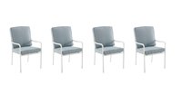 Style Selections Seacrest Set of 4 White Steel Frame Stationary Dining Chair with Blue Cushioned Seat | FZS71010-A