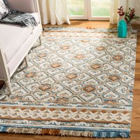 Safavieh Blossom Omie 8 x 10 (ft) Tufted Wool Ivory/Blue Rectangular Indoor Floral/Botanical Farmhouse/Cottage Area rug | BLM420B-8