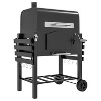 Tatayosi Outsunny Charcoal Grill with Adjustable Height Folding Shelves Thermometer Bottle Opener Wheels Portable for Outdoor Camping Picnic Patio
