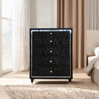 SunJet Dressers and Chests and with Black Upholstered Drawers and LED Lighting Metal Frame one_size | WA0UI5DF26O0