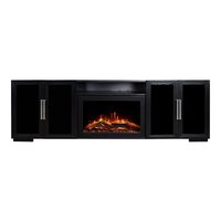 Modern Ember 80 W Channing Black TV Stand with Fan-forced Flat wall Electric Fireplace with Remote Control Included | ME-2403M-BLK-26