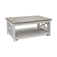 Picket House Furnishings Farmhouse Wood White 46-in W x 19-in H Coffee Table | M.9920.293.CT