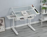 LOVMOR hand crank adjustable drafting table drawing desk with 2 metal drawers WITH STOOL | SF-L-W347P168176