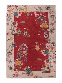 Rugsotic Carpets HAND TUFTED WOOL ECO-FRIENDLY AREA RUGS - 10'x13' Rectangle Shape Red Camel Color Floral Modern Design High Pile Thick Handmade Anti