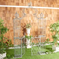 Safavieh Beatrix 5.65-ft W x 8.98-ft H Peaked Antique Green Wrought iron Garden Arbor | PAT5012D