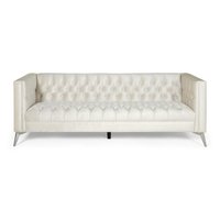Best Selling Home Decor Galvin 88.00-in W Modern Beige and silver Velvet 3-seater Sofa Polyester in White | 312362