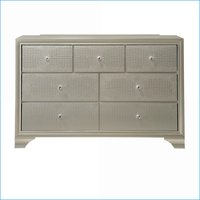 SunJet Dresser Modern Glam 7Drawer Wooden with Embossed Crocodile Pattern Champagne Solid Wood | 6XV42PE5IAMJK