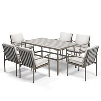 Lowe's SleekLine Gray Patio Dining Set Aluminum Rectangle Table with 6 Gray Cushions Stationary Chairs one_size | EL-CZ7-GG-B1-WL3