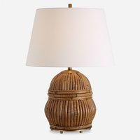 Uttermost 30429 Reed Table Lamp Aged Rattan with Warm Honey Stain and Antique Brass | 2786979