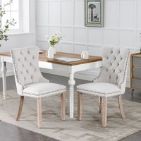 Clihome Set of 2 Dining Chairs Contemporary/Modern Polyester/Polyester blend Upholstered Dining side chair ( Composite Frame ) in White | CL-DMTEDDY01