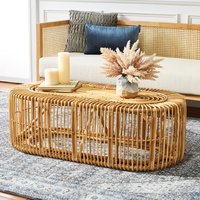 Safavieh Oval Rattan NC Coating 48.03-in W x 15.75-in H Coffee Table in Brown/Tan | COF6509A