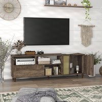 Furniture of America Irwin Farmhouse/Rustic Reclaimed oak TV stand ( Accommodates TVs up to 80-in ) in Brown | FGI-1887C25
