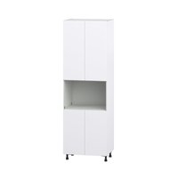 Hugo&Borg Lasalle 30-in W x 94.5-in H x 24.5-in D Bright White Slab Microwave Pantry Fully assembled Cabinet Flat Panel Slab | DSTM3094.5-LA