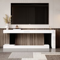 Homsee Freestanding Electric Fireplace TV Stand with Remote Control Adjustable Flame and Heater for TVs up to 80 in 66.9''L x 13.8''W x 23.6''H White