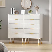 Garvee 5 Drawer Dresser for Bedroom Modern Closet Dressers Chest of Drawers Wood Storage Dresser Chest Cabinet Organizer Unit Small Fluted