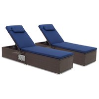 Mondawe Rattan Outdoor Sofa with Blue Cushions and Steel Frame | 47TU-HY