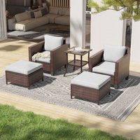 ACEGOSES 5 -Piece Wicker Patio Conversation Set with Light Gray Cushions | LW-146-LY