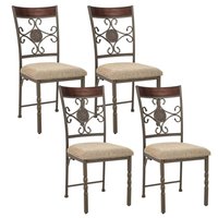Costway Contemporary/Modern Cotton Upholstered Dining Side Chair (Metal Frame) Polyester in Brown | HCST02241
