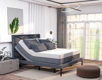 Renanim SFE Cal King Adjustable Bed Frame with 12-inch Hybrid Mattress - Massage - USB - Remote UnderBed Light - Electric Bed in Gray