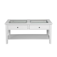 Boston Loft Furnishings Glass White 44-in W x 19.75-in H with Drawers Coffee Table | ATG0311