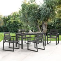 LUE BONA 5 -Piece Dark Gray Patio Dining Set Aluminum Rectangle Table with 4 Stackable Stationary Chairs | ALB23DT0001-100LS